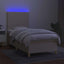 kontinentalseng med LED-lys 80x200 cm stof cremefarvet