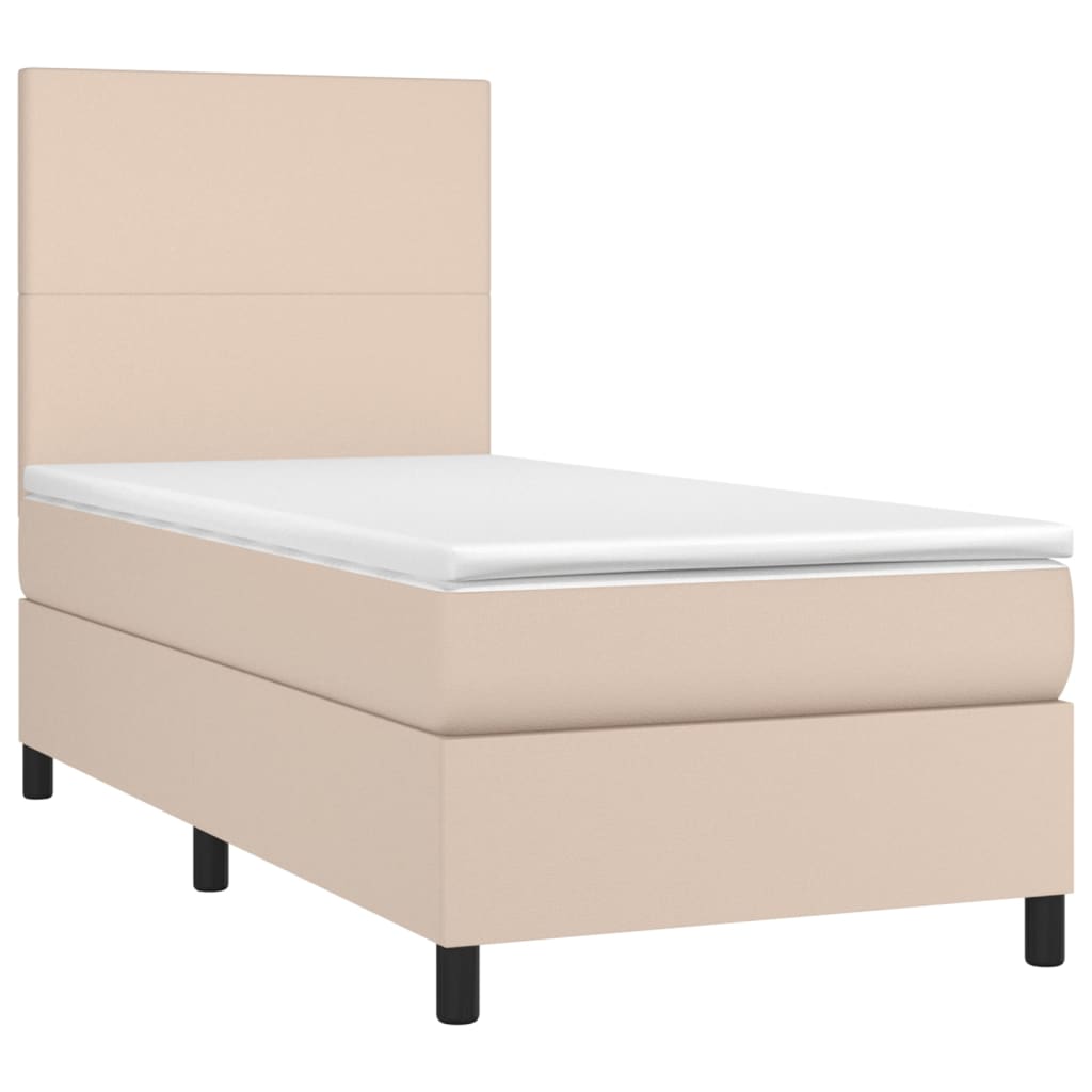 kontinentalseng med LED-lys 80x200 cm kunstlæder cappuccino
