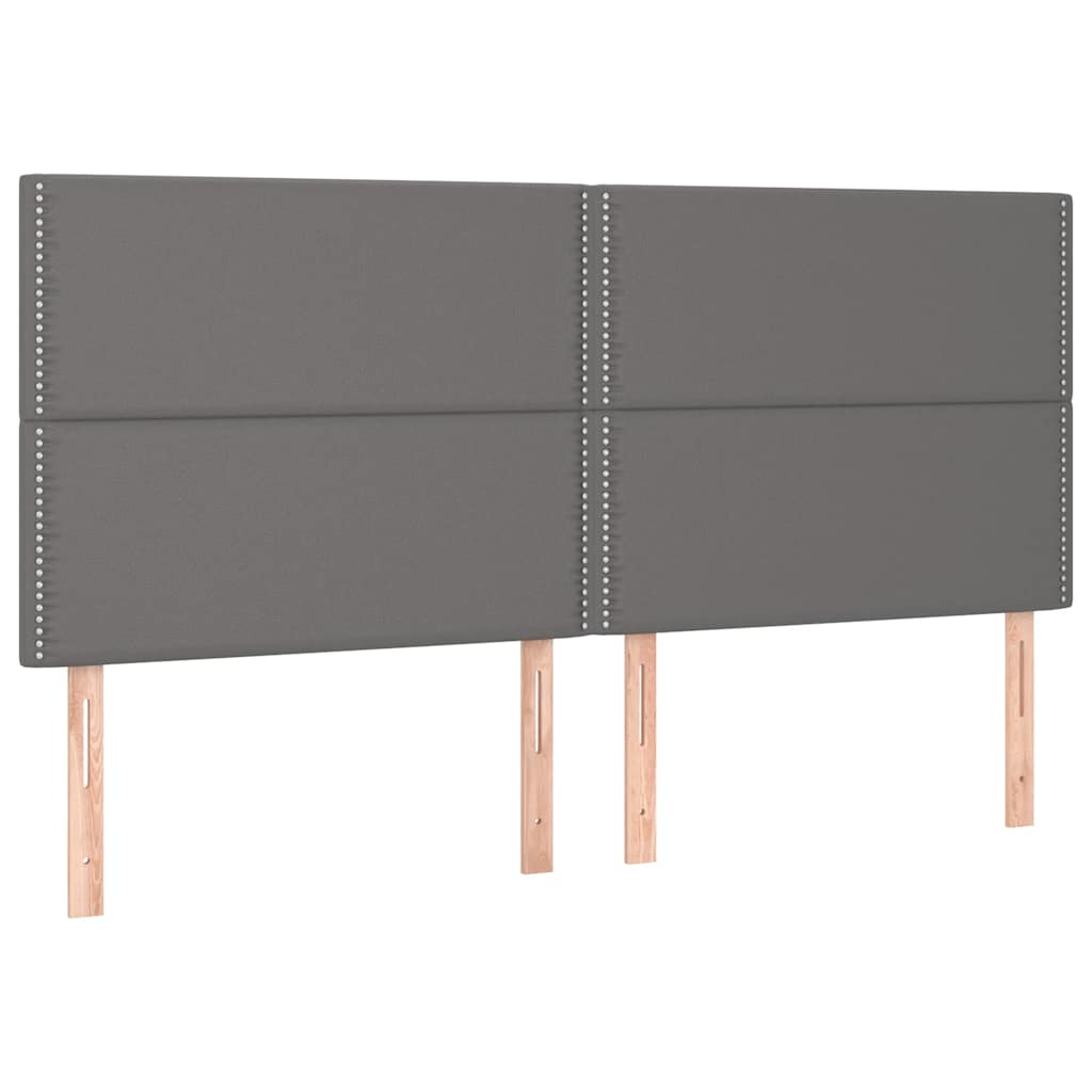 kontinentalseng med LED-lys 200x200 cm kunstlæder grå