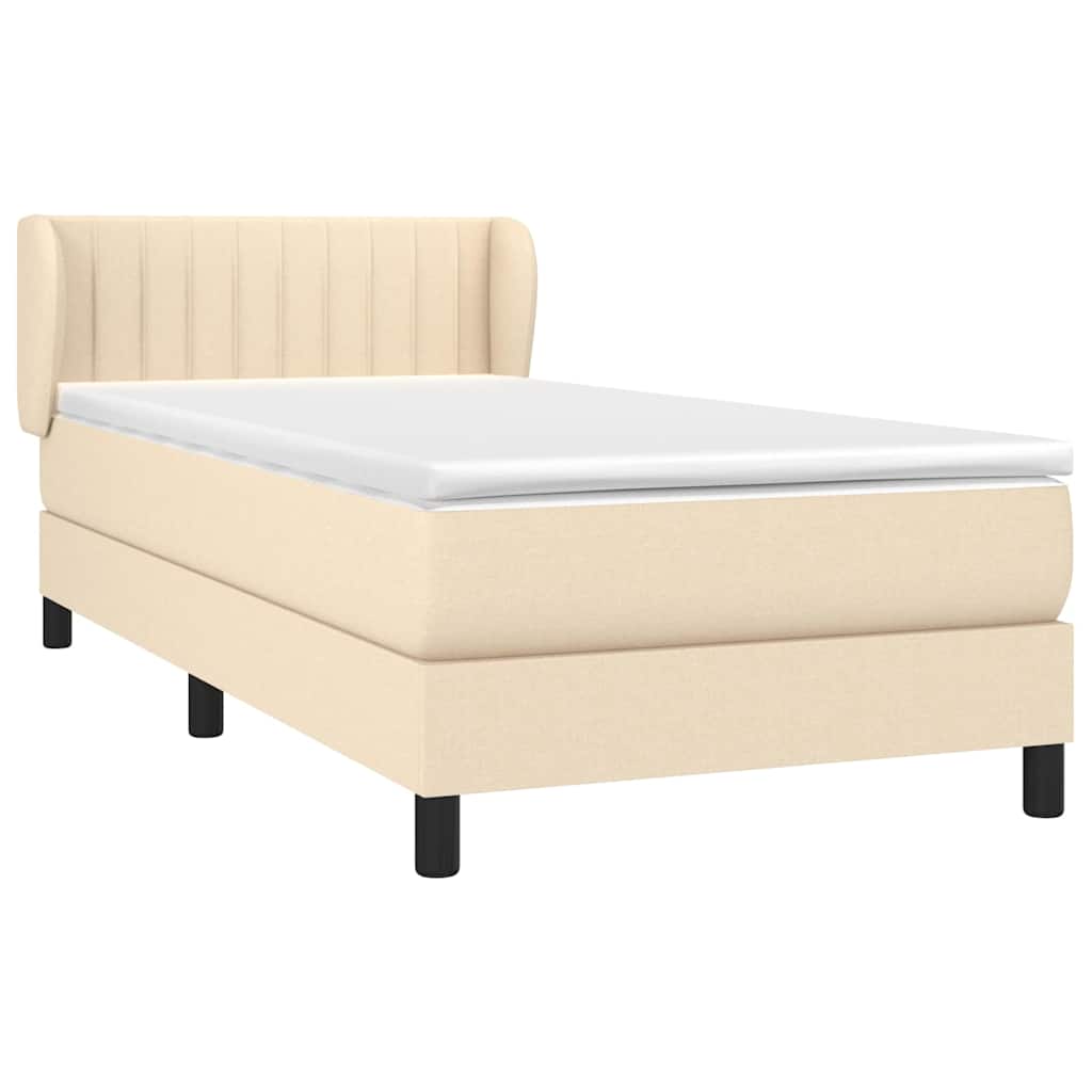 kontinentalseng med madras 90x190 cm stof cremefarvet