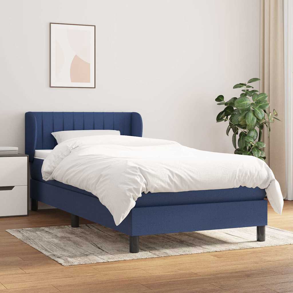 kontinentalseng med madras 90x200 cm stof blå