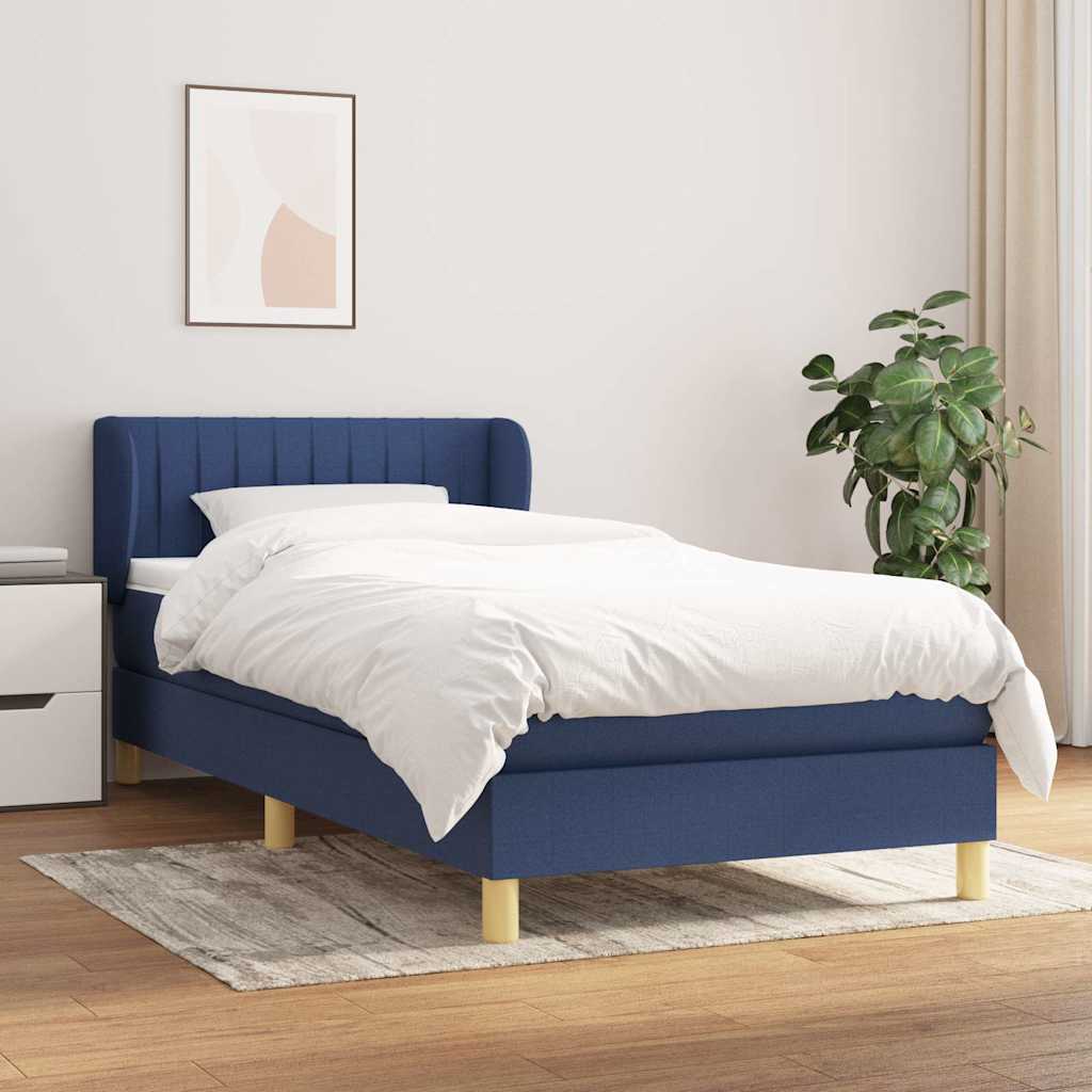 kontinentalseng med madras 90x200 cm stof blå