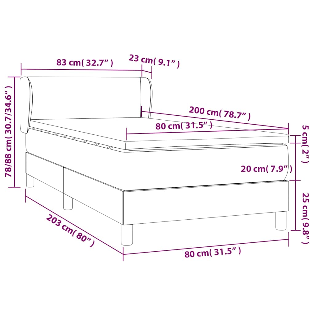 kontinentalseng med madras 80x200 cm kunstlæder sort
