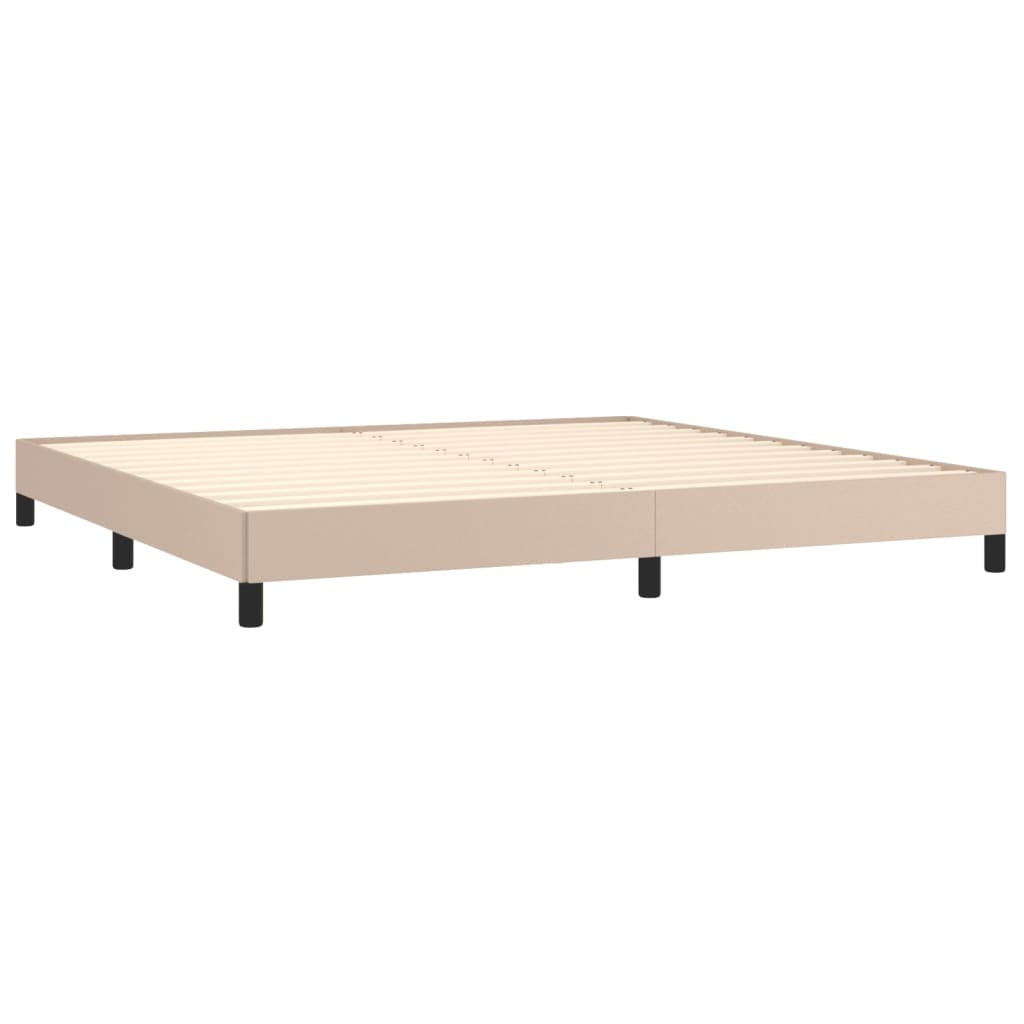 kontinentalseng 200x200 cm kunstlæder cappuccinofarvet