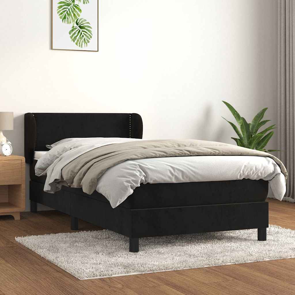 kontinentalseng med madras 90x200 cm fløjl sort