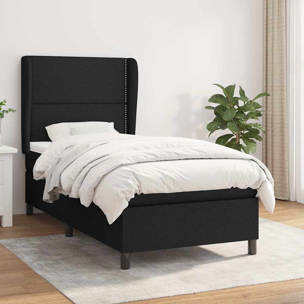kontinentalseng med madras 80x200 cm stof sort