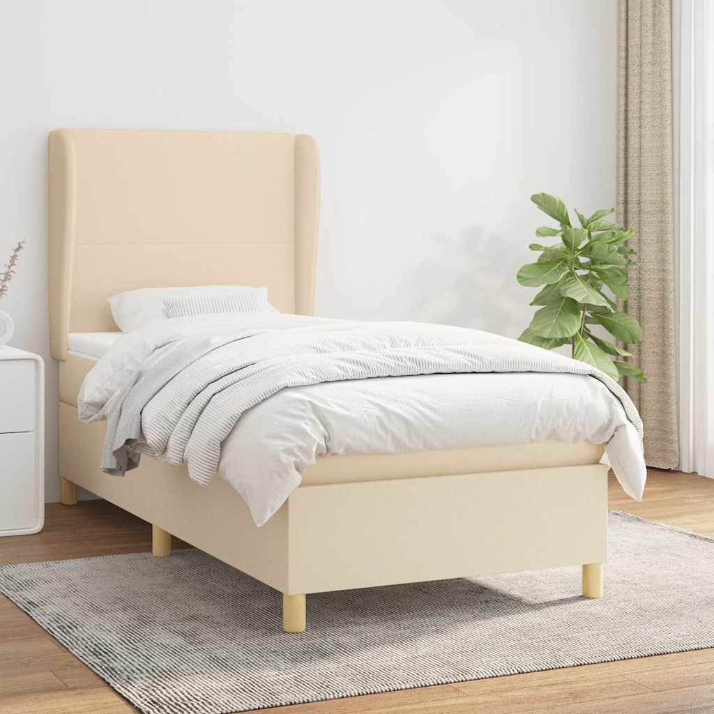 kontinentalseng med madras 80x200 cm stof cremefarvet