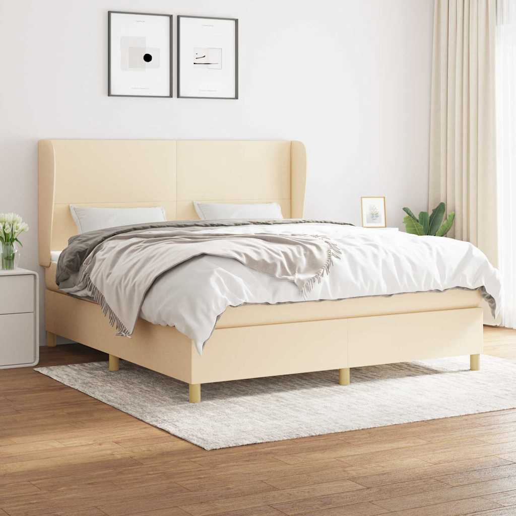 kontinentalseng med madras 160x200 cm stof cremefarvet