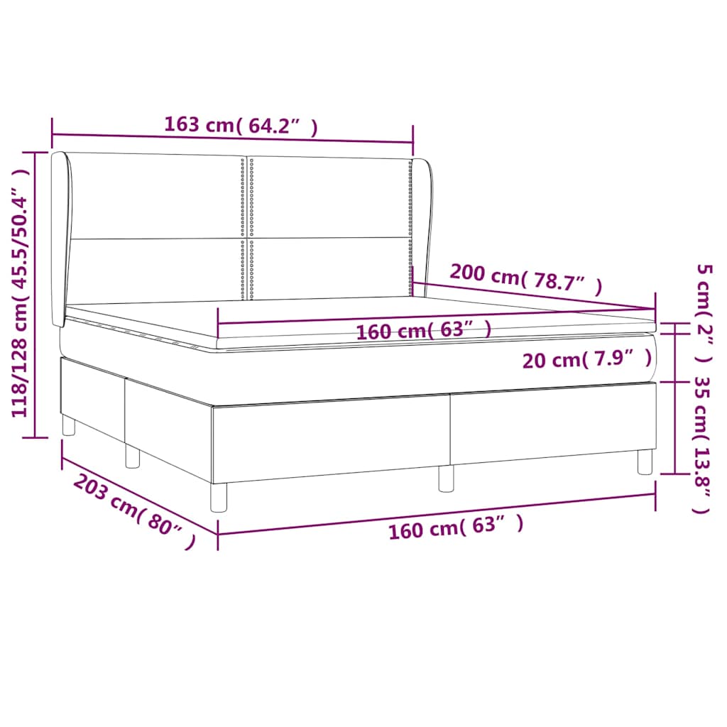 kontinentalseng med madras 160x200 cm stof sort