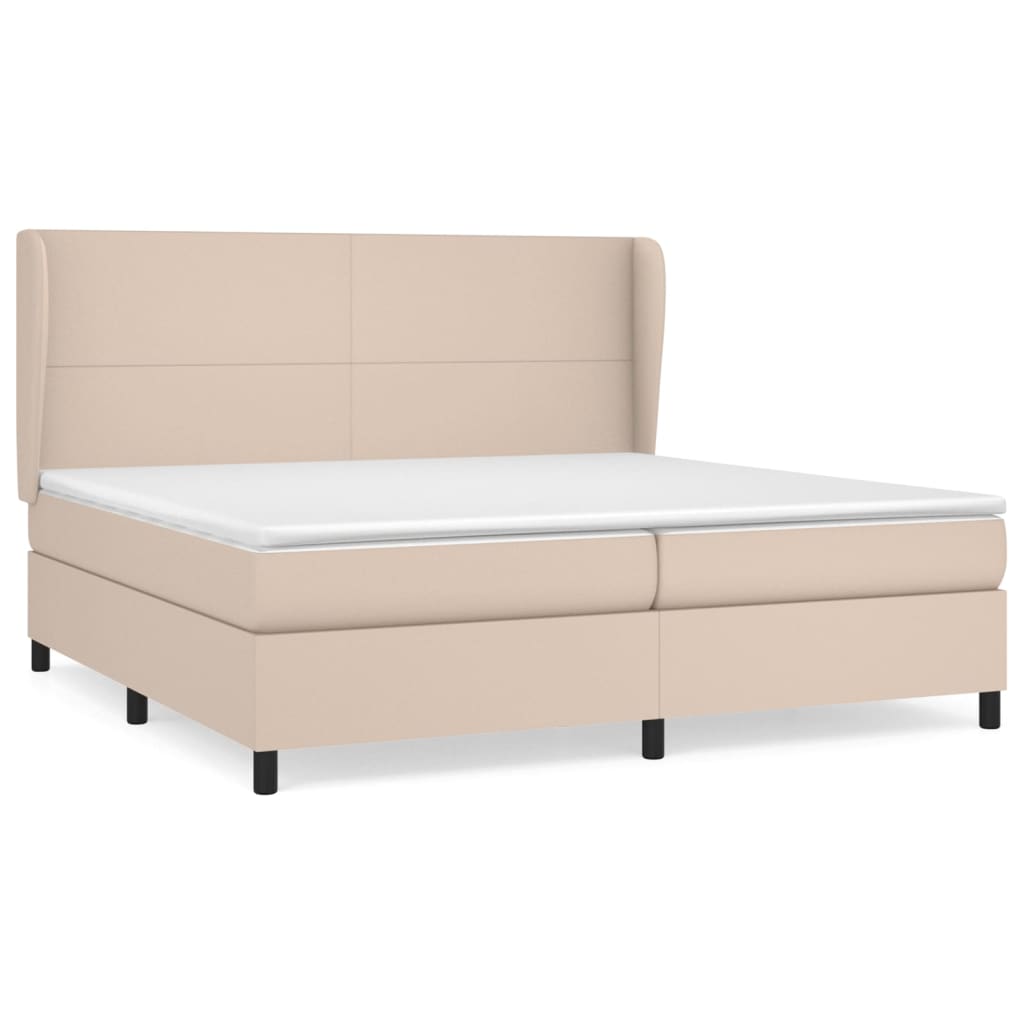 kontinentalseng 200x200 cm kunstlæder cappuccinofarvet
