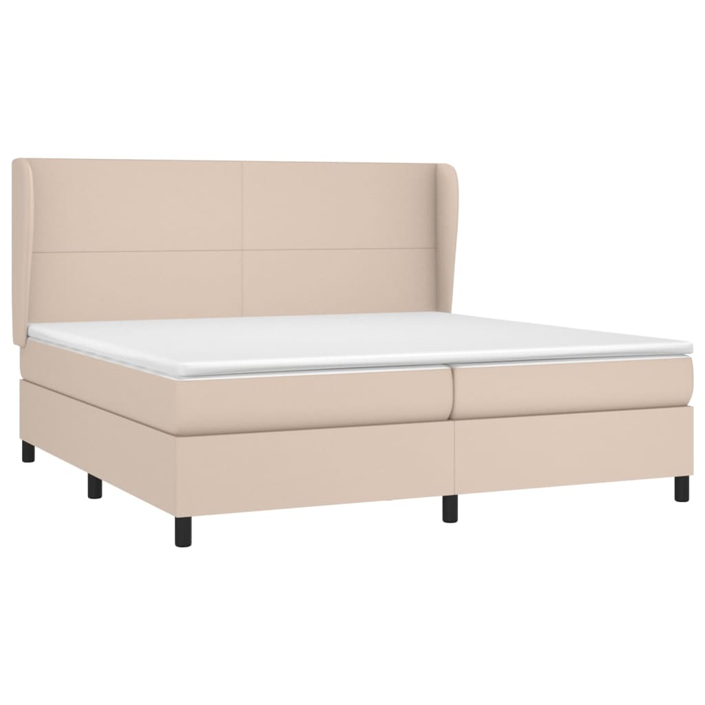 kontinentalseng 200x200 cm kunstlæder cappuccinofarvet
