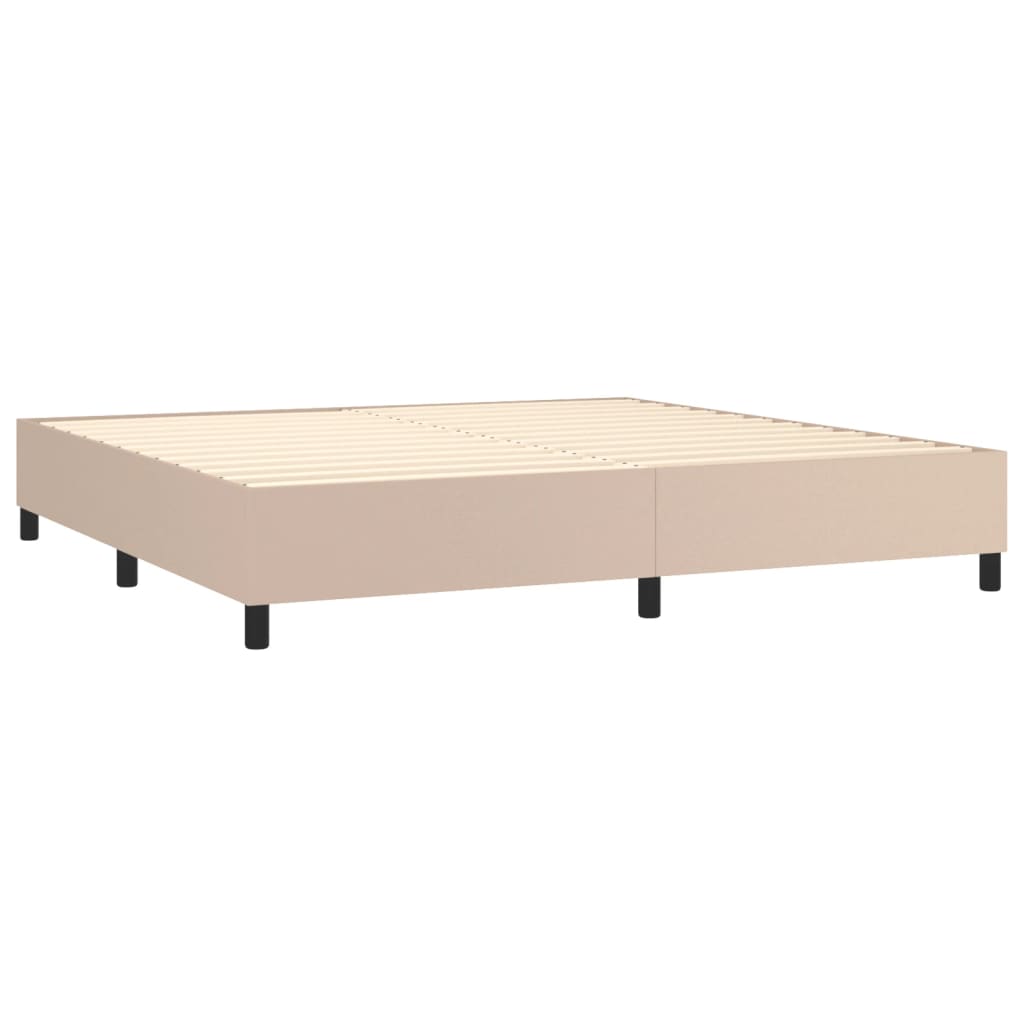 kontinentalseng 200x200 cm kunstlæder cappuccinofarvet