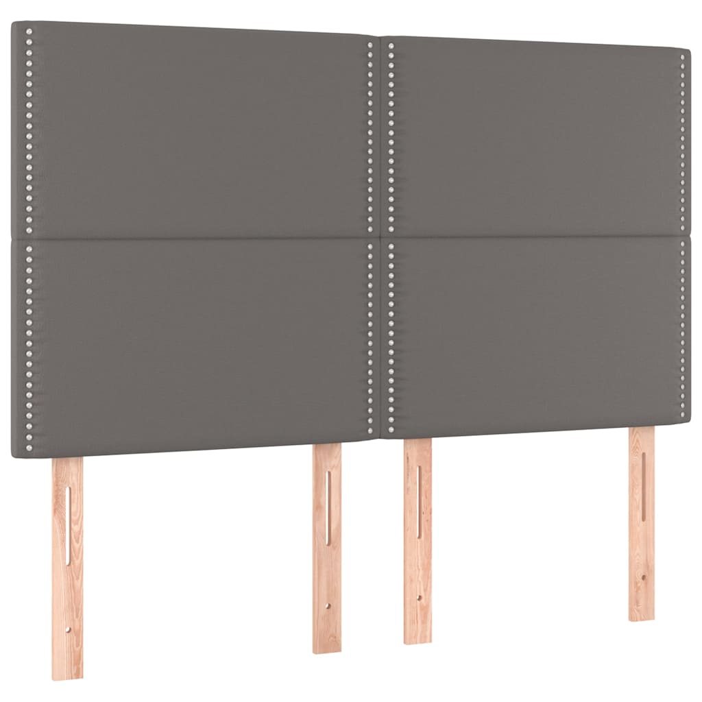 kontinentalseng med madras 140x190 cm kunstlæder grå