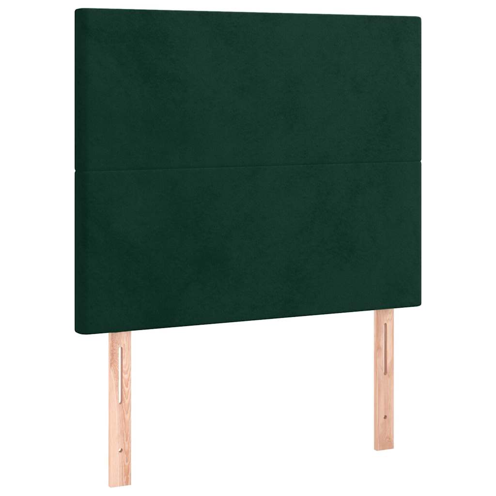 kontinentalseng med madras 80x200 cm fløjl mørkegrøn
