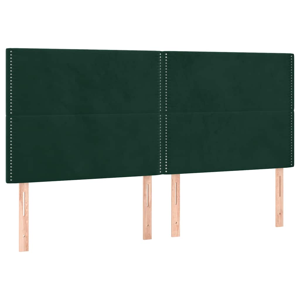 kontinentalseng med madras 200x200 cm fløjl mørkegrøn