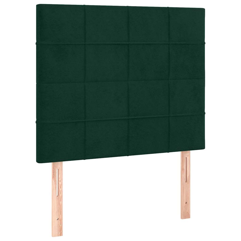 kontinentalseng med madras 80x200 cm fløjl mørkegrøn