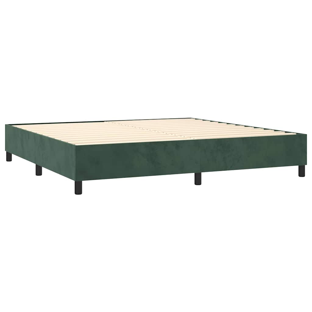 kontinentalseng med madras 200x200 cm fløjl mørkegrøn