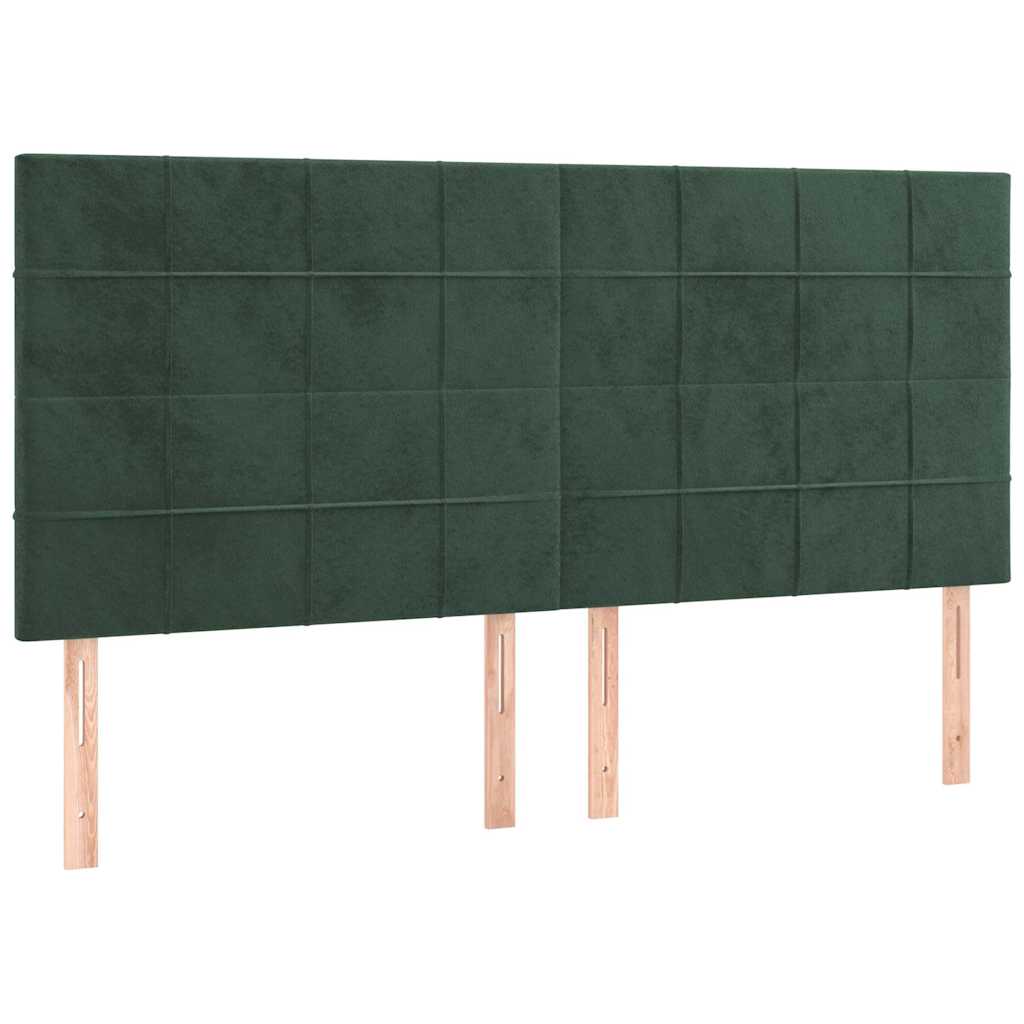 kontinentalseng med madras 200x200 cm fløjl mørkegrøn