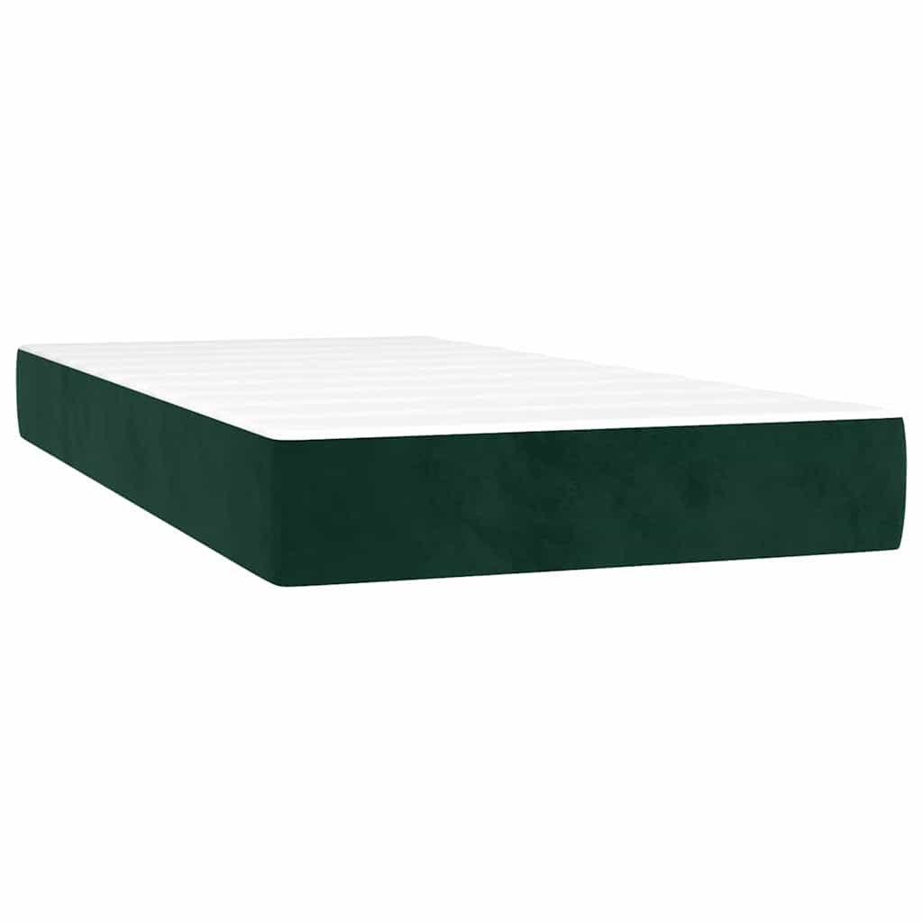 kontinentalseng med madras 80x200 cm fløjl mørkegrøn