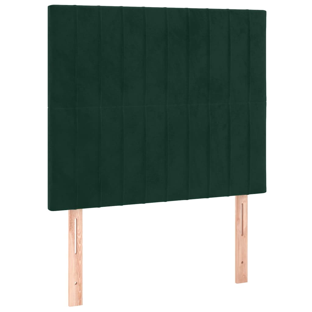 kontinentalseng med madras 80x200 cm fløjl mørkegrøn