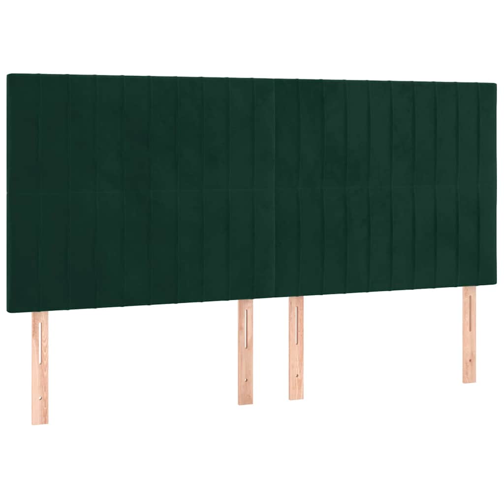 kontinentalseng med madras 200x200 cm fløjl mørkegrøn