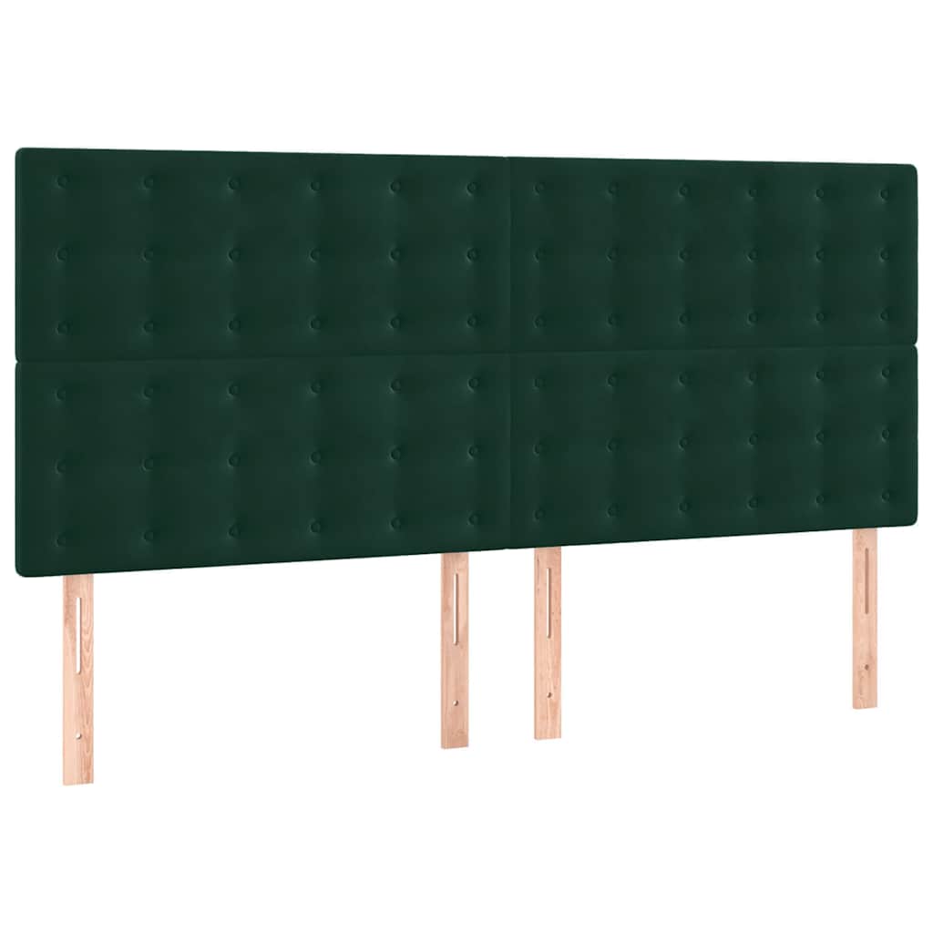 kontinentalseng med madras 200x200 cm fløjl mørkegrøn