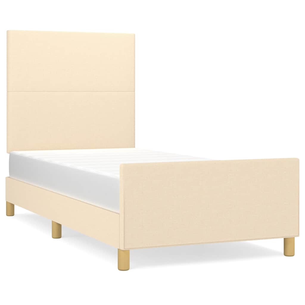sengeramme uden madras 80x200 cm stof cremefarvet