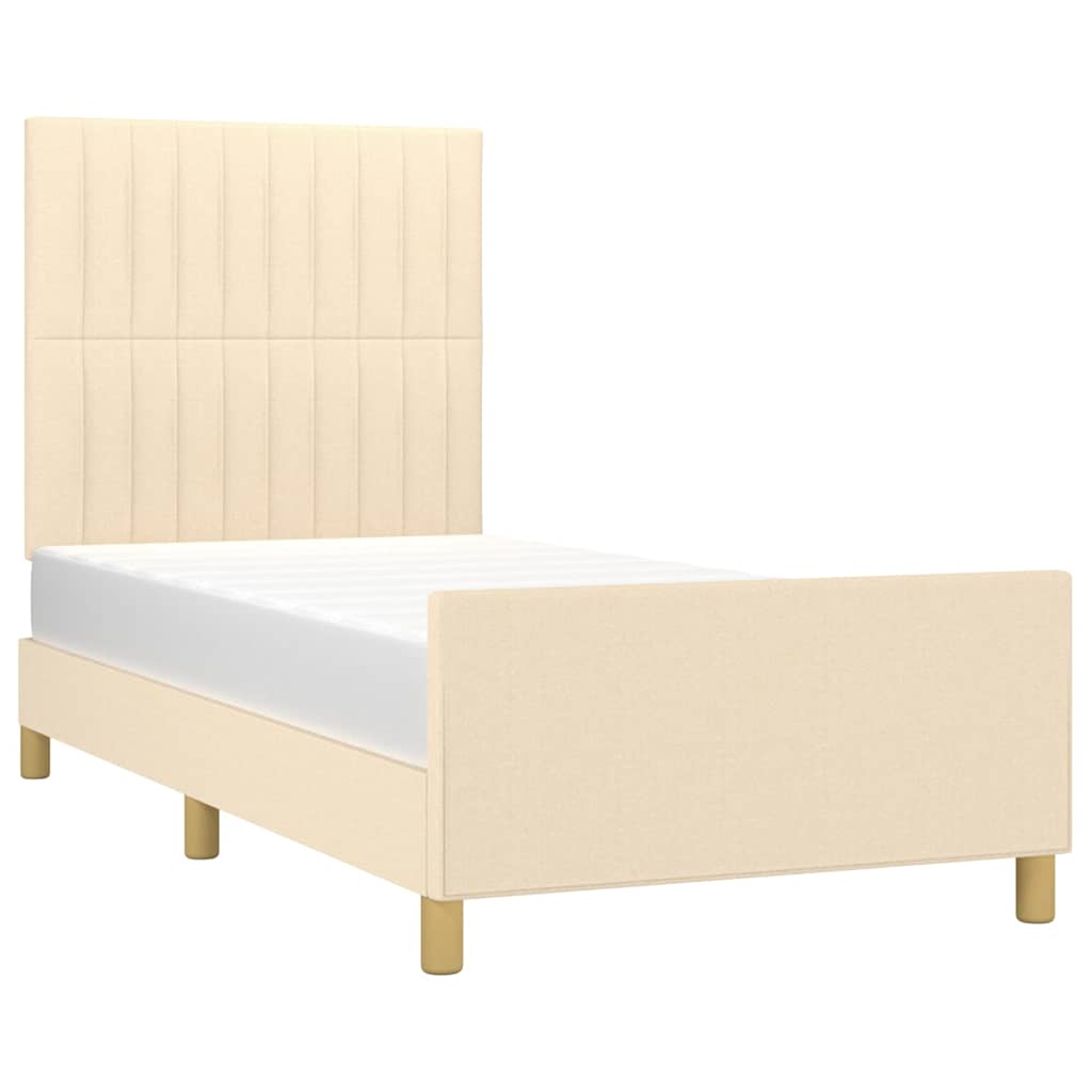 sengeramme uden madras 80x200 cm stof cremefarvet