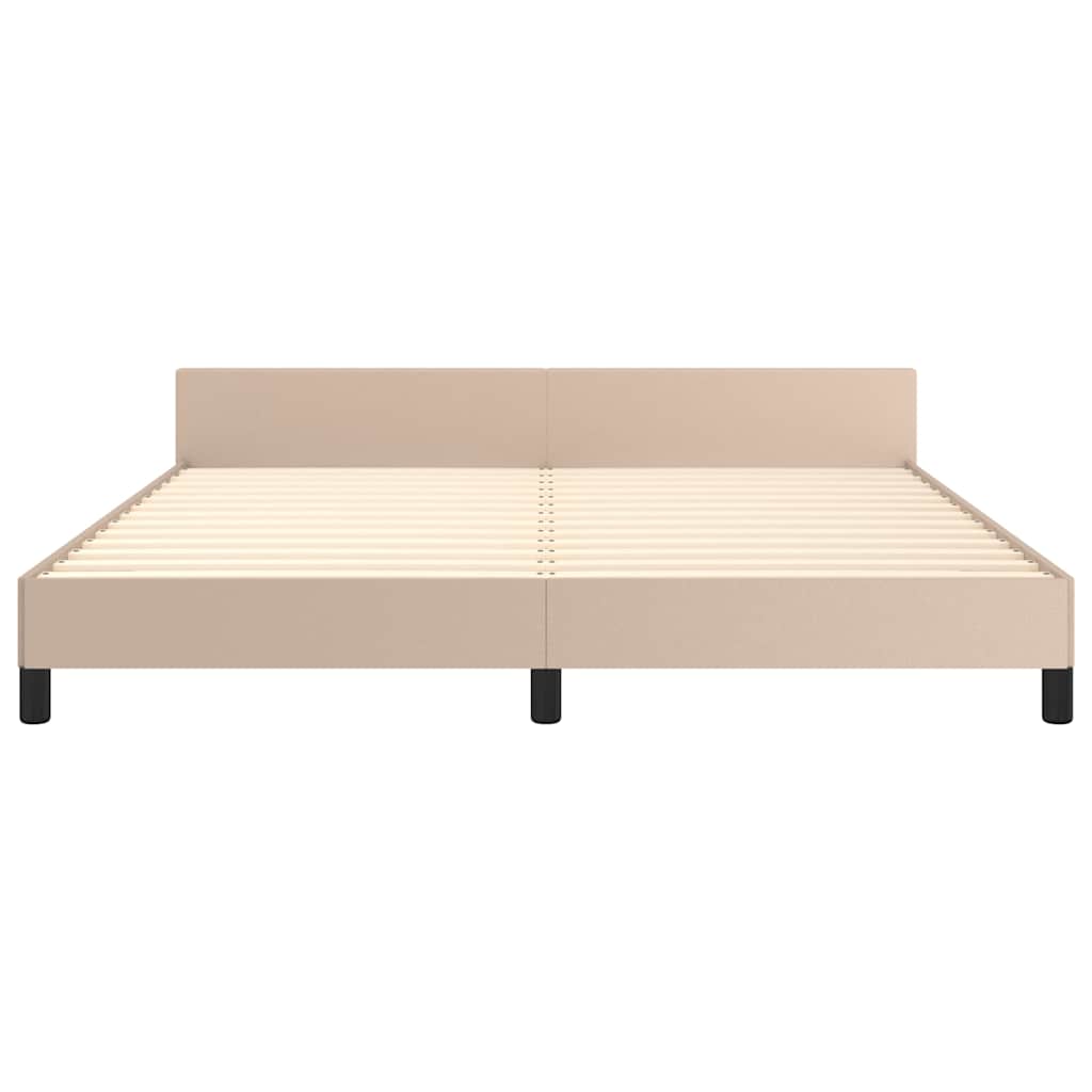 sengeramme med sengegavl 160x200 cm kunstlæder cappuccinofarvet