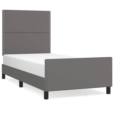 sengeramme med sengegavl 100x200 cm kunstlæder grå