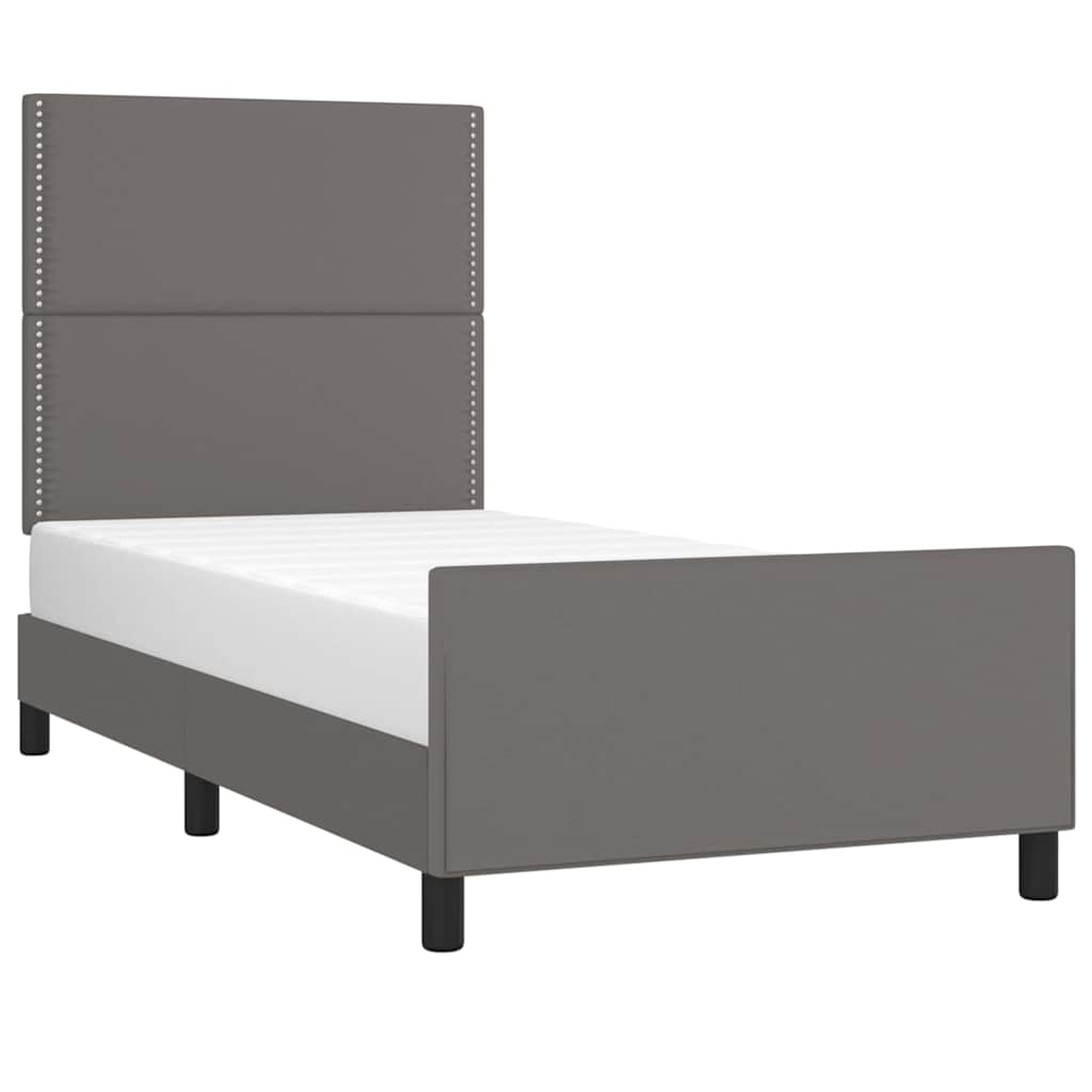 sengeramme med sengegavl 100x200 cm kunstlæder grå