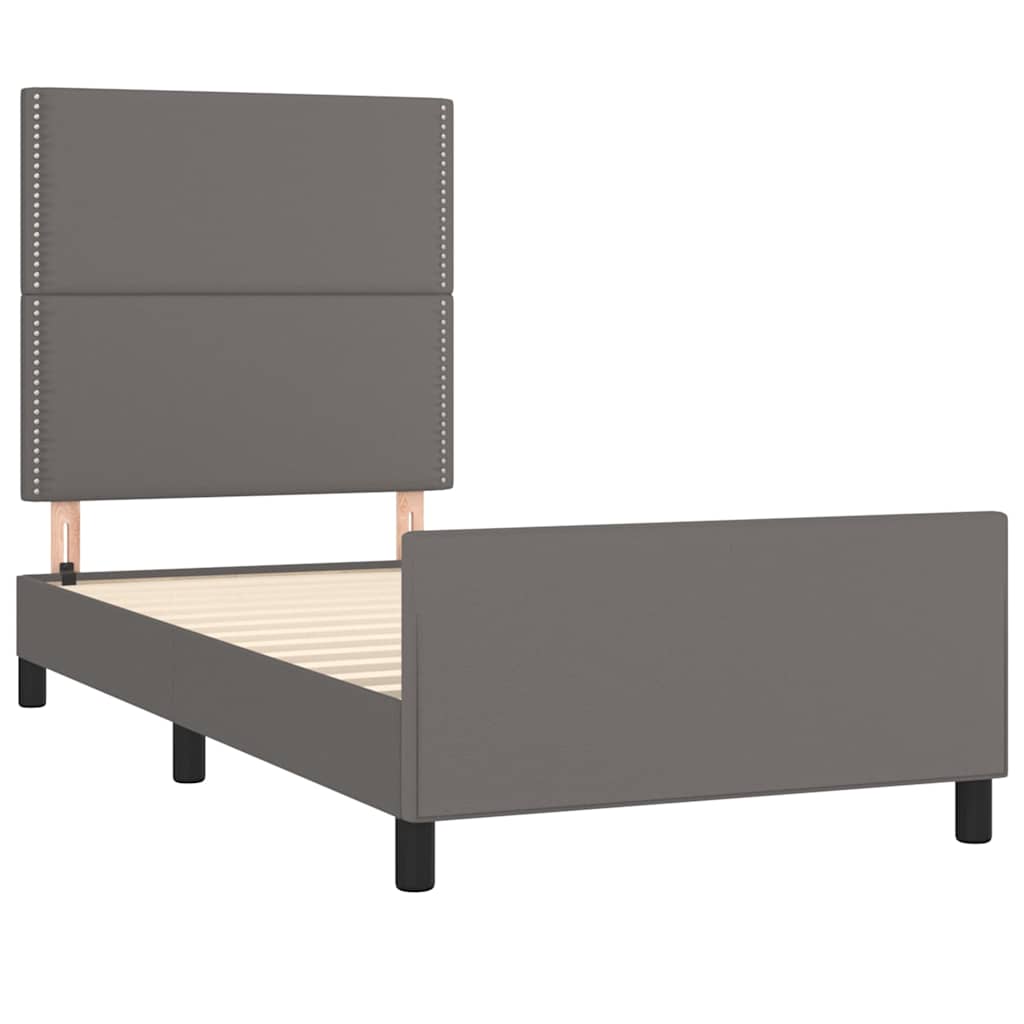 sengeramme med sengegavl 100x200 cm kunstlæder grå