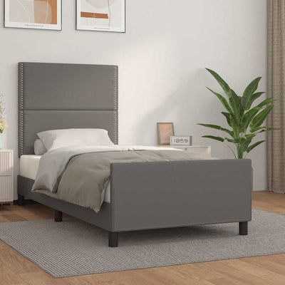 sengeramme med sengegavl 100x200 cm kunstlæder grå