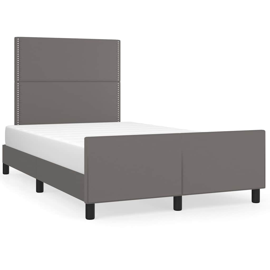 sengeramme med sengegavl 120x200 cm kunstlæder grå