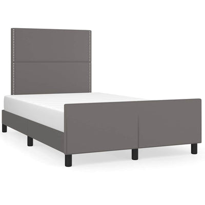 sengeramme med sengegavl 120x200 cm kunstlæder grå