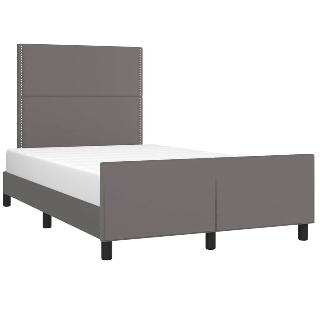 sengeramme med sengegavl 120x200 cm kunstlæder grå