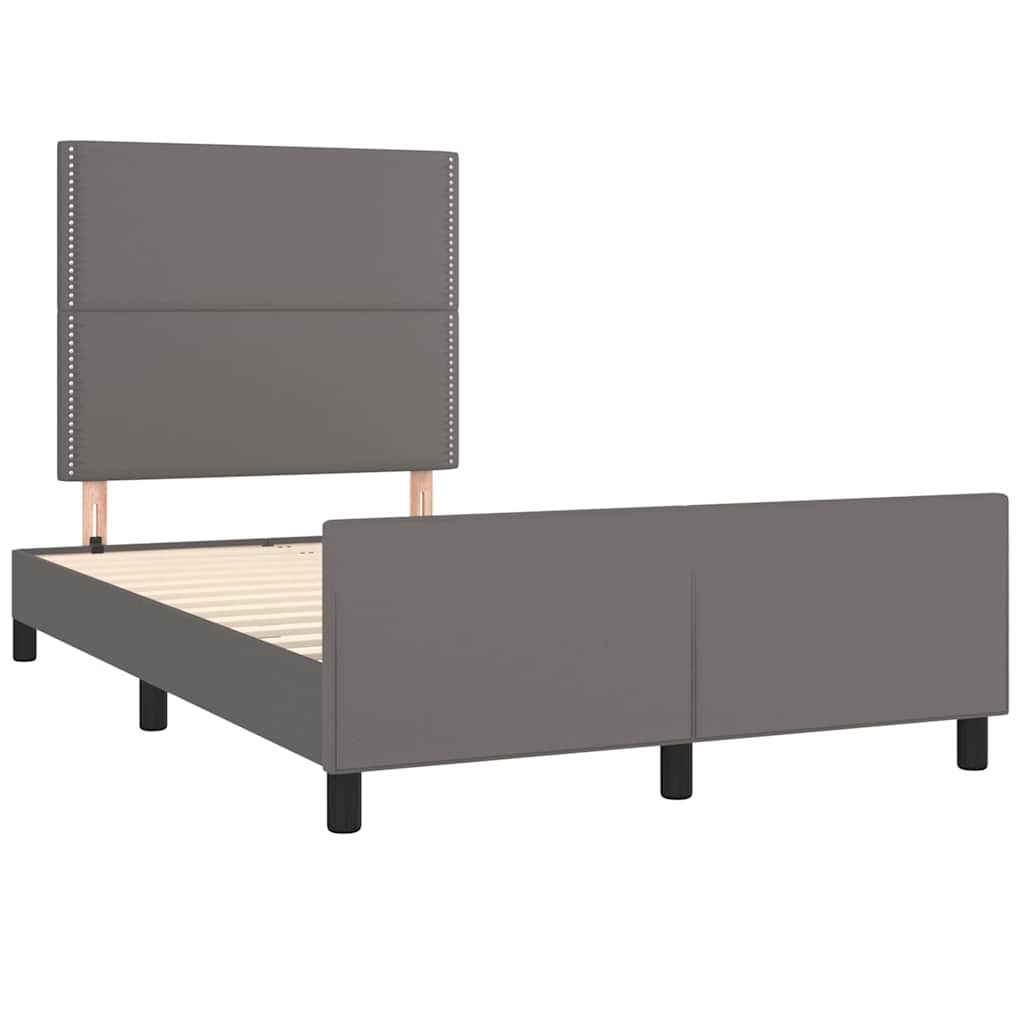 sengeramme med sengegavl 120x200 cm kunstlæder grå
