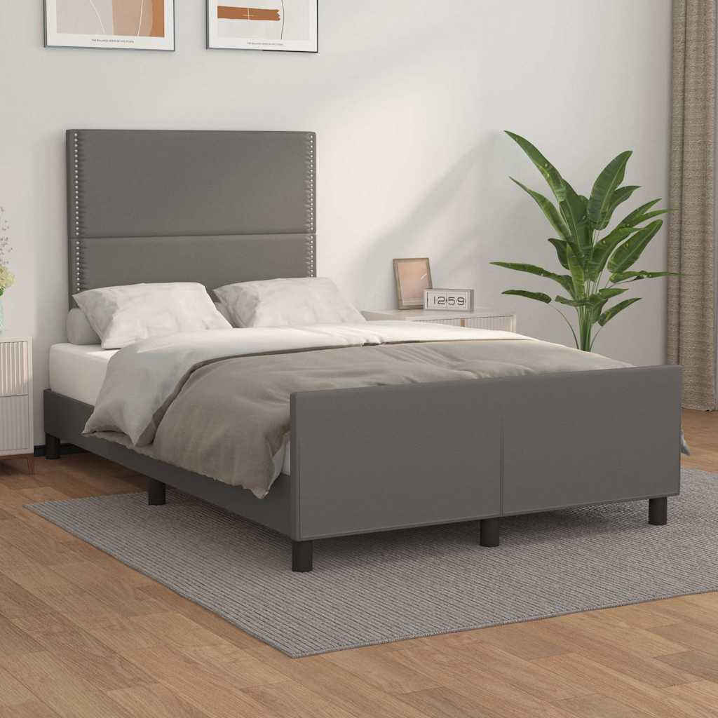 sengeramme med sengegavl 120x200 cm kunstlæder grå
