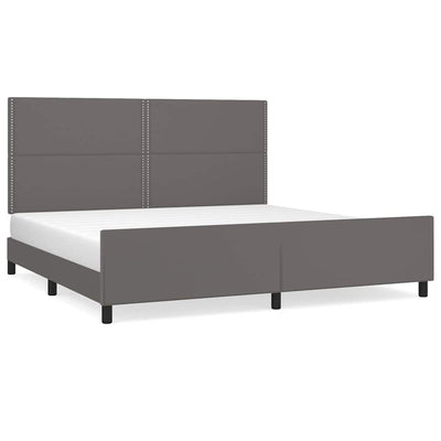 sengeramme med sengegavl 200x200 cm kunstlæder grå