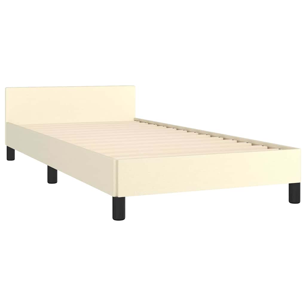 sengeramme med sengegavl 90x200 cm kunstlæder cremefarvet
