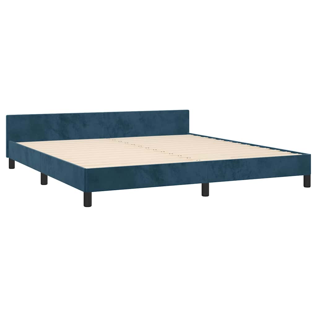 sengeramme med sengegavl 180x200 cm fløjl mørkeblå