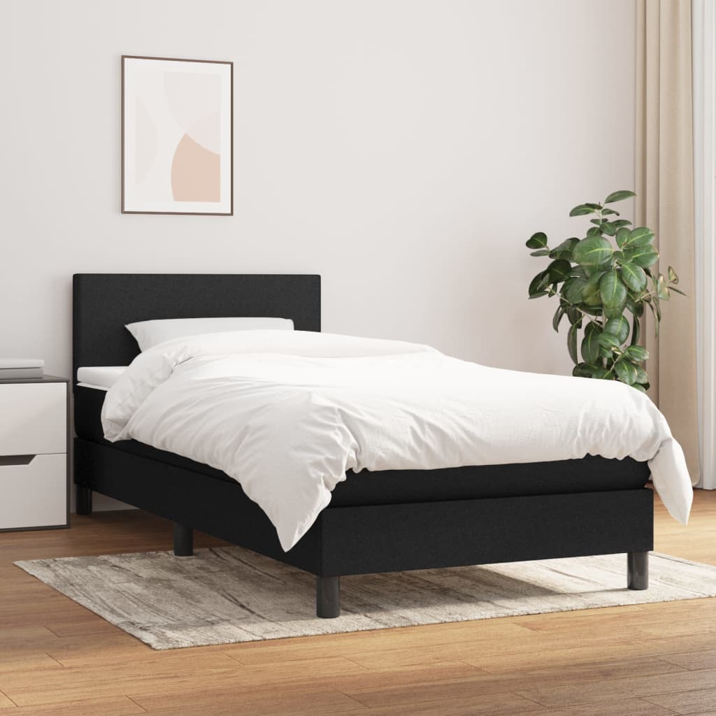 kontinentalseng med madras 90x190 cm stof sort