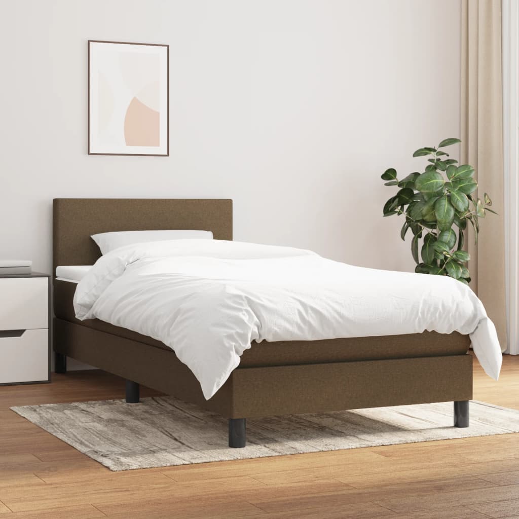 kontinentalseng med madras 90x190 cm stof mørkebrun