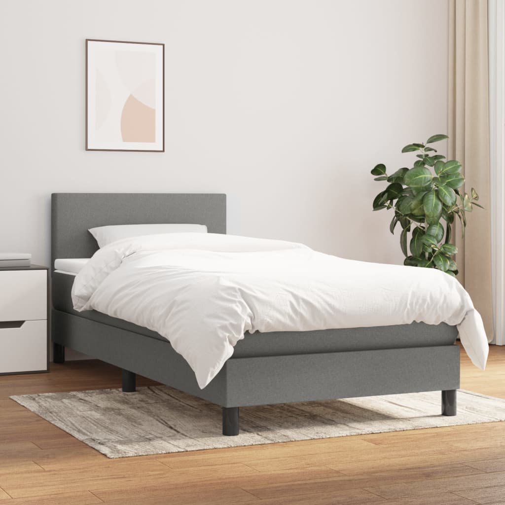 kontinentalseng med madras 100x200 cm stof mørkegrå