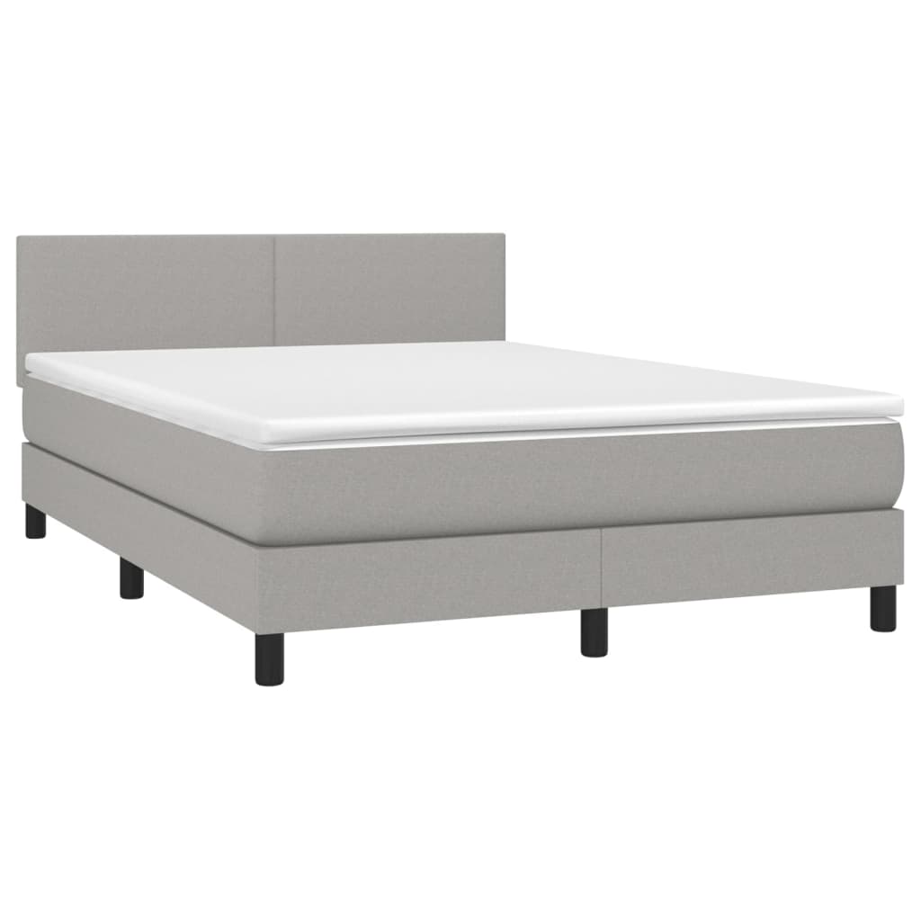 kontinentalseng med madras 140x190 cm stof lysegrå