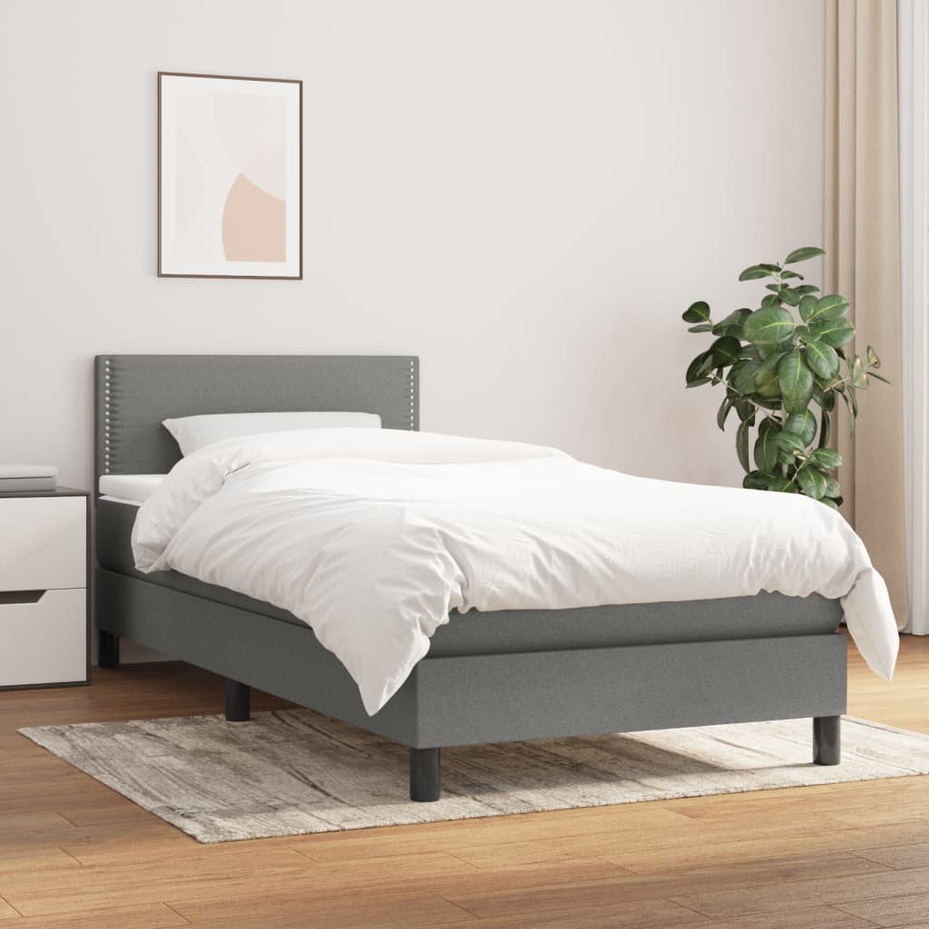 kontinentalseng med madras 90x190 cm stof mørkegrå