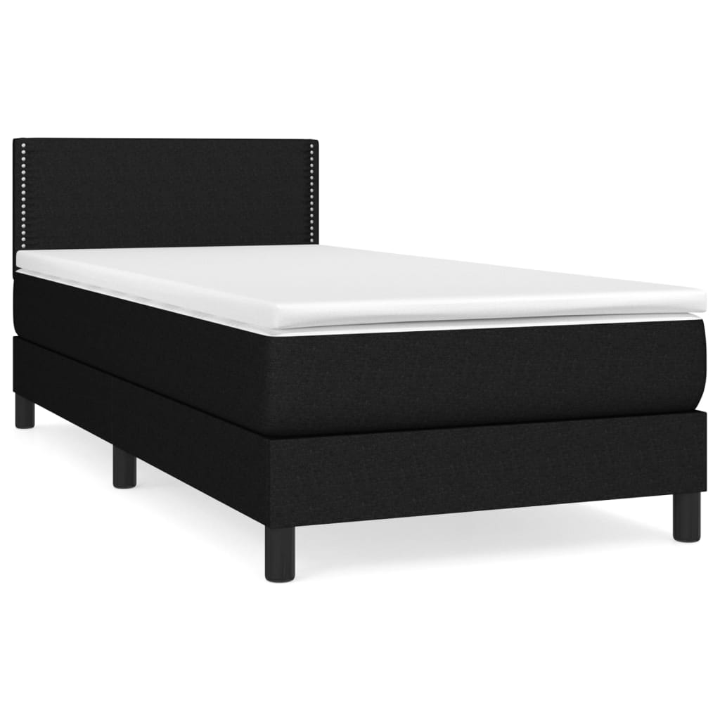 kontinentalseng med madras 90x190 cm stof sort