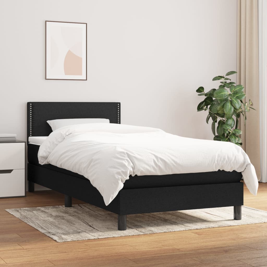 kontinentalseng med madras 90x200 cm stof sort