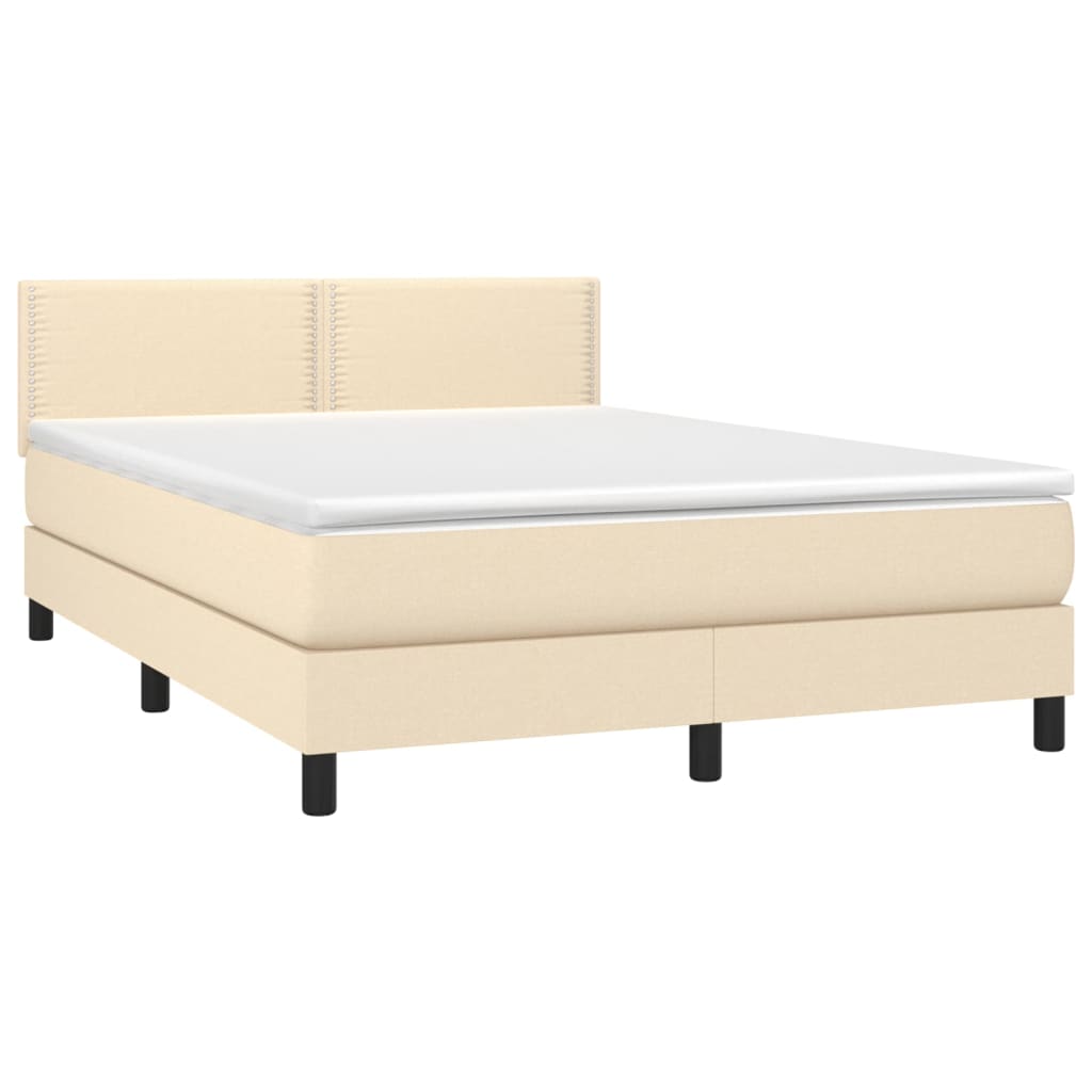 kontinentalseng med madras 140x190 cm stof cremefarvet