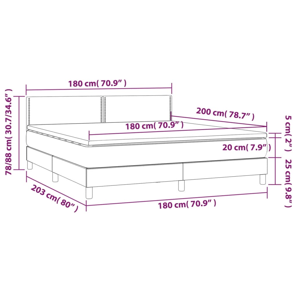 kontinentalseng med madras 180x200 cm stof mørkegrå